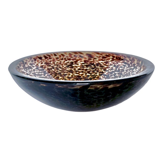 Vintage Tortoise Shell Style Murano Glass Dish For Sale