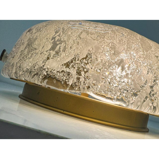 Gold Ice Glass Flush Mount Lamp with Brass Details from Hillebrand Lighting, Germany, 1960s For Sale - Image 8 of 18