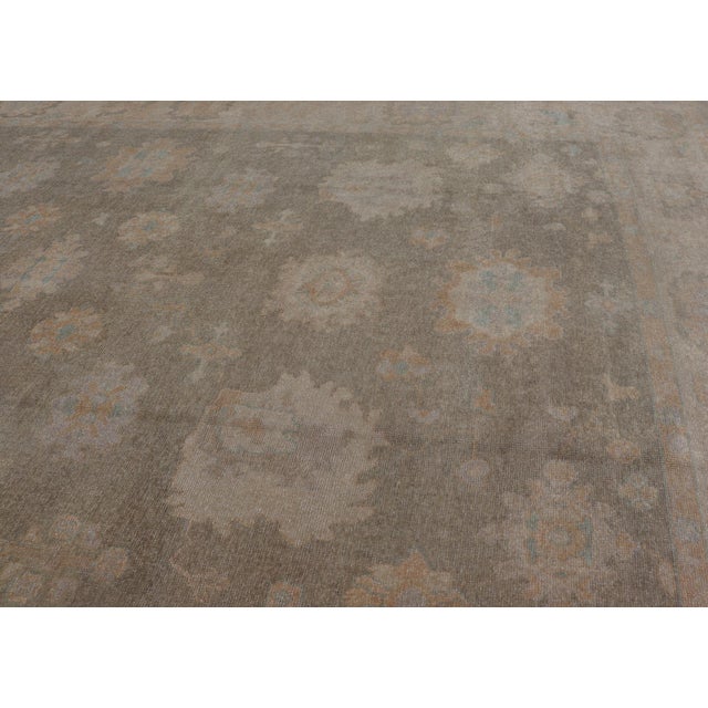 2000 - 2009 Large Turkish Oushak in Moss Green by Keivan Woven Arts 10'10 X 15'5 For Sale - Image 5 of 17