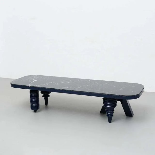 Early 21st Century Jaime Hayon Black and Blue Marble Multileg Low Table attributed to Bd Barcelona For Sale - Image 5 of 13