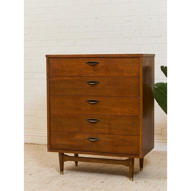 Mid-Century Modern Basset Vintage Four Drawer Highboy For Sale - Image 3 of 12
