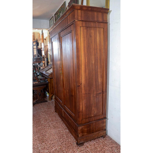 Walnut Wardrobe with 2-Doors and 2-Drawers, Italy, Late 19th Century For Sale - Image 12 of 18