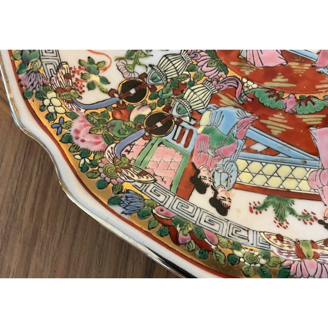 Vintage Chinese Export Famille Rose Porcelain Bowl With Court Scene & Seal Mark For Sale - Image 4 of 8