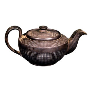 English Black Basalt Engine-Turned Teapot and Cover, C. 1790-1810 For Sale
