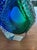 Vintage Murano Sommerso Art Glass Vase 9.5" 6.8lb Blue Green Faceted For Sale In Los Angeles - Image 6 of 8