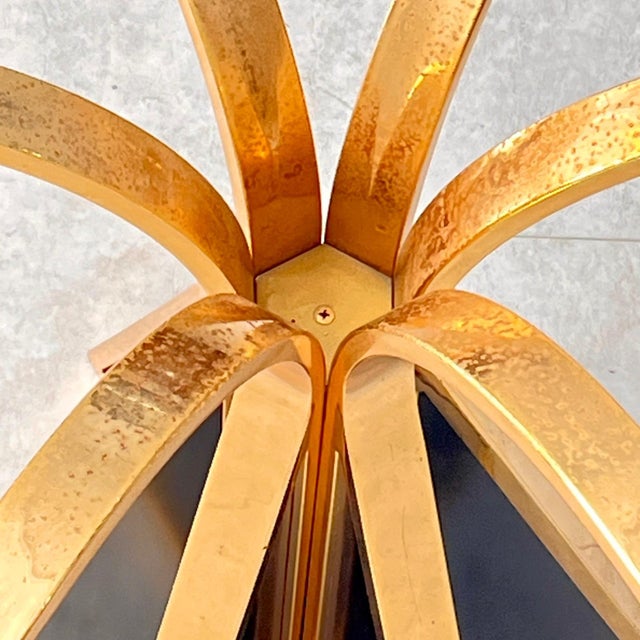 Sculptural Circular Dining Table in Gilded Metal and Smoked Glass from Renato Zevi, 1970s For Sale - Image 4 of 10