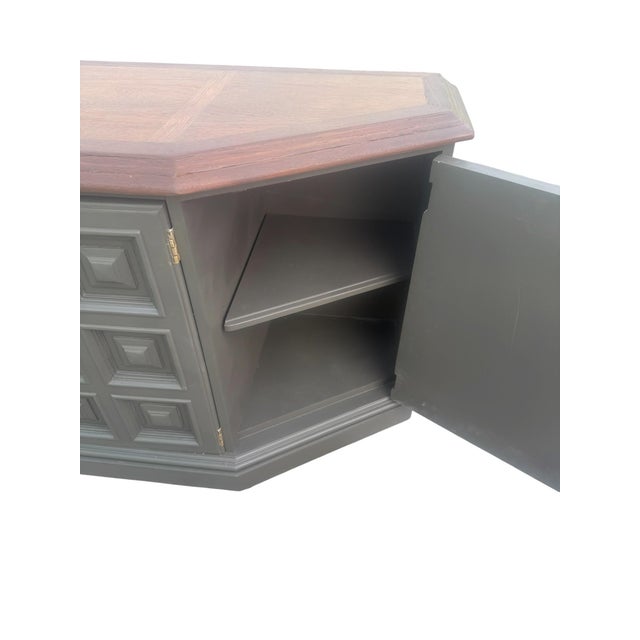 Drexel Vintage Drexel Mid-Century Modern Bronze & Walnut Credenza For Sale - Image 4 of 13