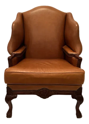 Caramel Leather Large Wingback Chair