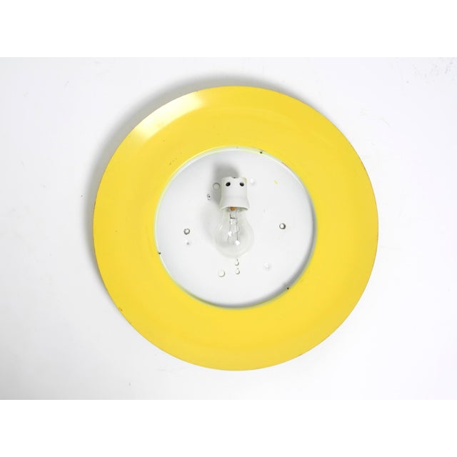 Metal Large Mid-Century Ceiling Lamp in Glass with Metal Reflector in Yellow from Kaiser Leuchten, 1950s For Sale - Image 7 of 13