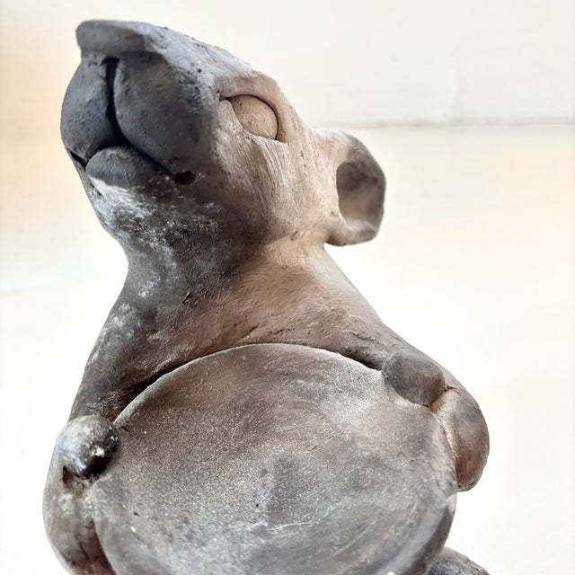 Brown Clay Rabbit Sculpture by Internationally Recognized Artist Jeanne Stevens-Sollman For Sale - Image 8 of 8