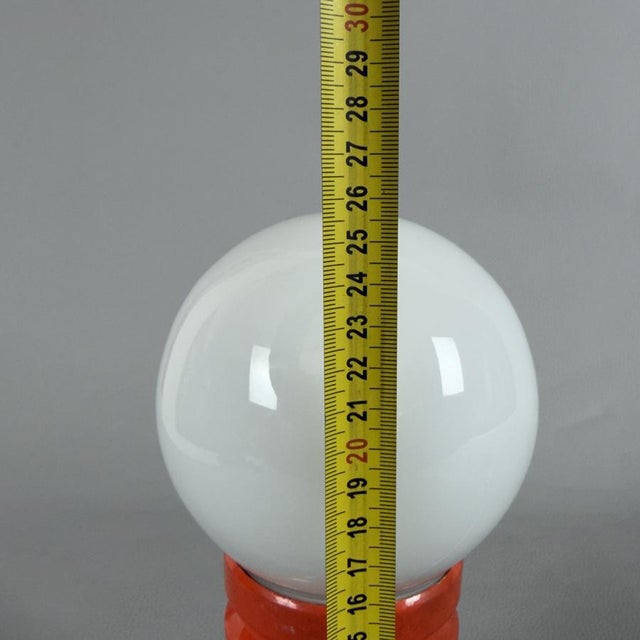 Space Age Orange Table Lamp in White Opal Glass, 1970 For Sale - Image 12 of 13