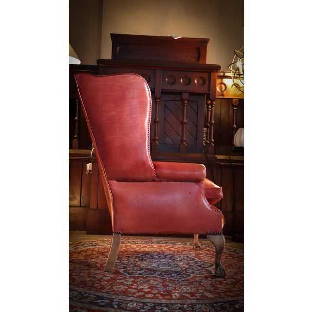 Georgian Leather Wing Chair, 2010s For Sale - Image 12 of 18