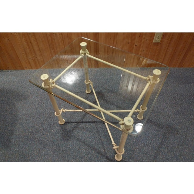 Ethan Allen Iron & Beveled Glass End Table Chairish