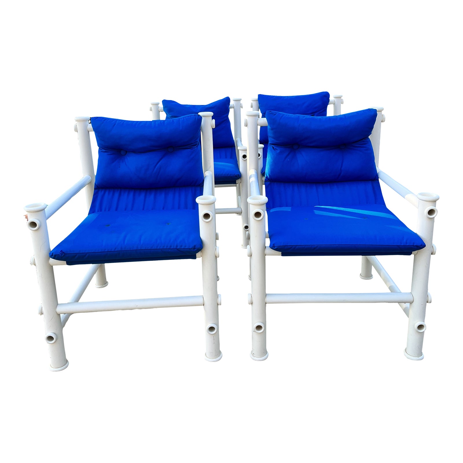 Vintage Jerry Johnson Idyllwild Pvc Outdoor Sling Chairs Set of 4