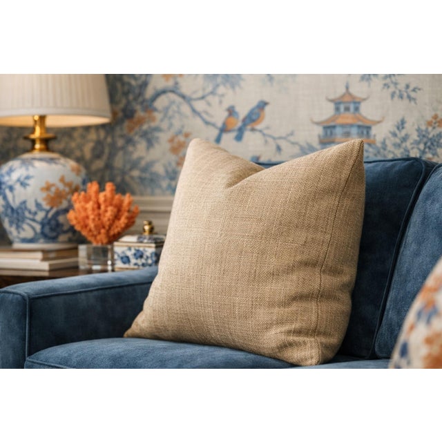 Restoration Hardware Pair of Restoration Hardware Belgian Linen Pillow Covers 20” X 20” – Natural Beige – Discontinued Rh Classic – New With Tags - See Photos! For Sale - Image 4 of 8