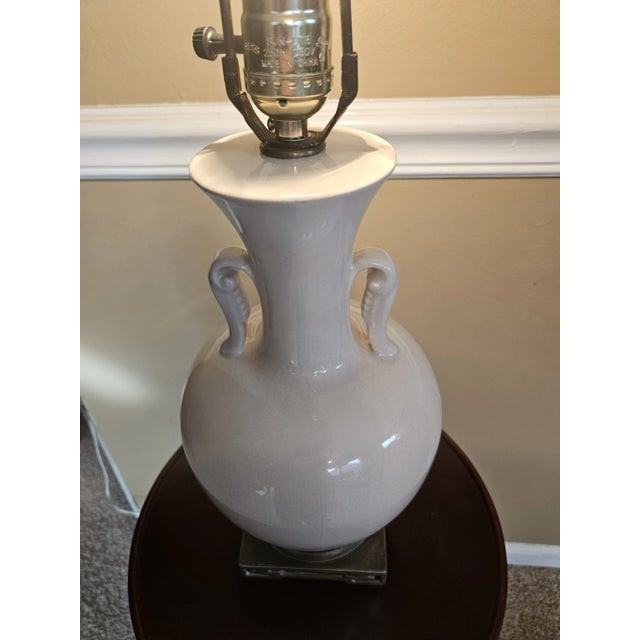 Vintage Chinese White Porcelain Vase Table Lamp For Sale - Image 4 of 8