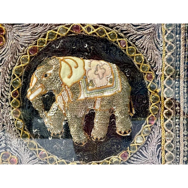 Early 20th Century Vintage Framed Hand-Embroidered Elephant Kalaga For Sale - Image 5 of 8