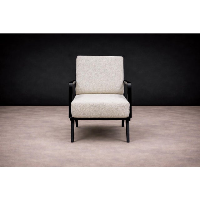 1970s Armchair in Hardwood With Ebony Finish & Boucle, Unknown, 1960s For Sale - Image 5 of 10