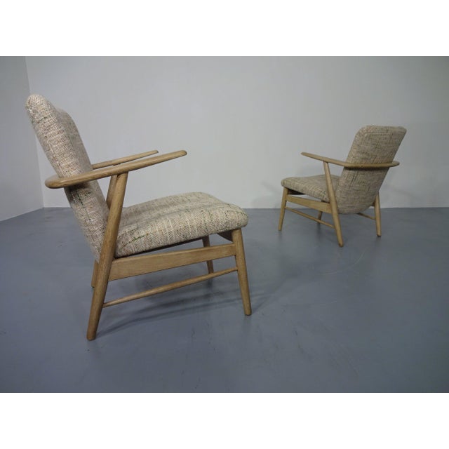 Wood Danish Oak & Wool Armchairs, 1960s, Set of 2 For Sale - Image 7 of 18