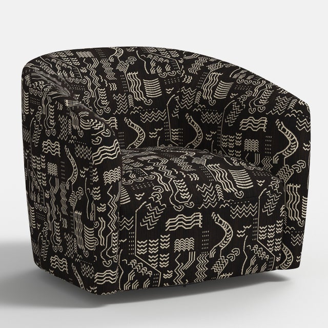 Wood Lana Swivel Chair in Lhasa Chocolate For Sale - Image 7 of 7