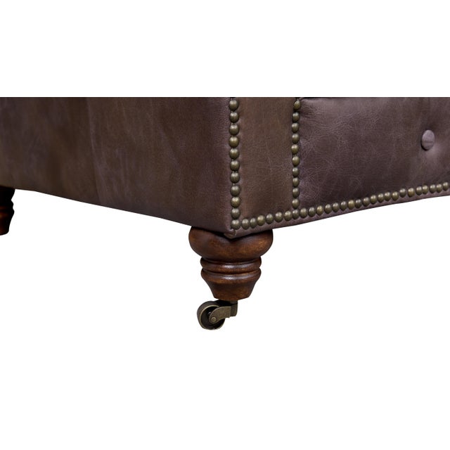 Century Chesterfield Arm Chair - Dark Brown Leather For Sale - Image 4 of 5