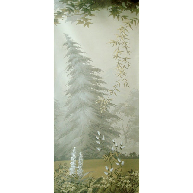 Chinese 36" * H96" * 3ps, Hand-Painted Foggy Forest Scenic Mural Wallpaper, Made-to-Measure Custom Sizing For Sale - Image 3 of 3