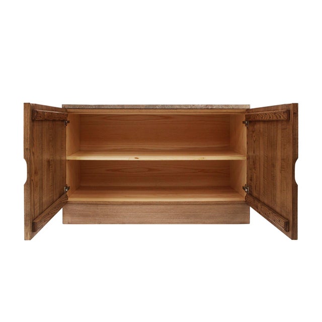 Vintage Italian Sideboards in Oak and Travertine, 2000, Set of 2 For Sale - Image 4 of 12