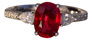 The 82nd Avenue: Oval Natural Ruby and Diamond Engagement Ring in White Gold