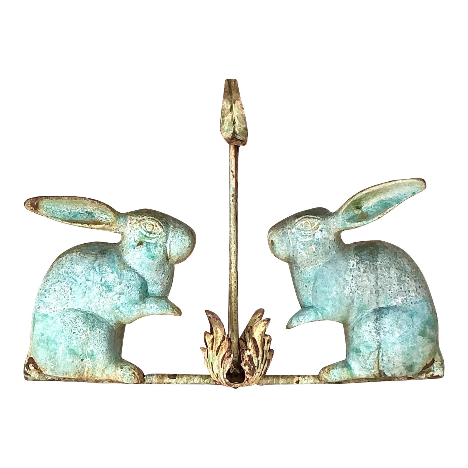 Vintage Boho Patinated Metal Rabbits Wall Votive | Chairish