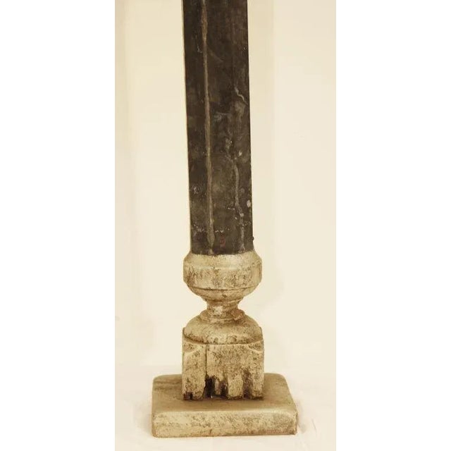 A great looking 19th Century zinc finial on a grey painted wooden stand. The finial is almost futuristic featuring a...