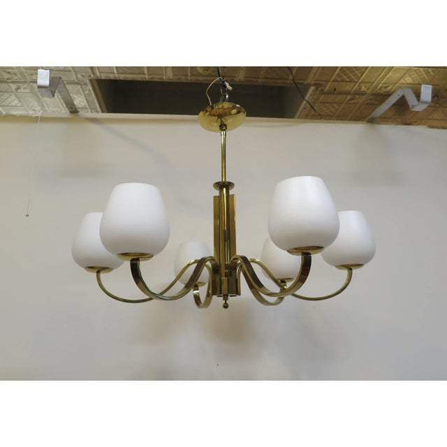 Mid Century Brass Tower Chandelier For Sale - Image 10 of 10