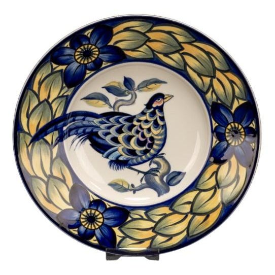 Ceramic Large Blue Faience Pheasant Plate by Christian Joachim for Royal Copenhagen, 2010s For Sale - Image 7 of 7