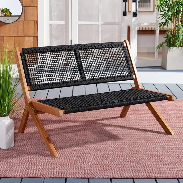 Kobina Outdoor Bench - Natural/Black For Sale - Image 4 of 11