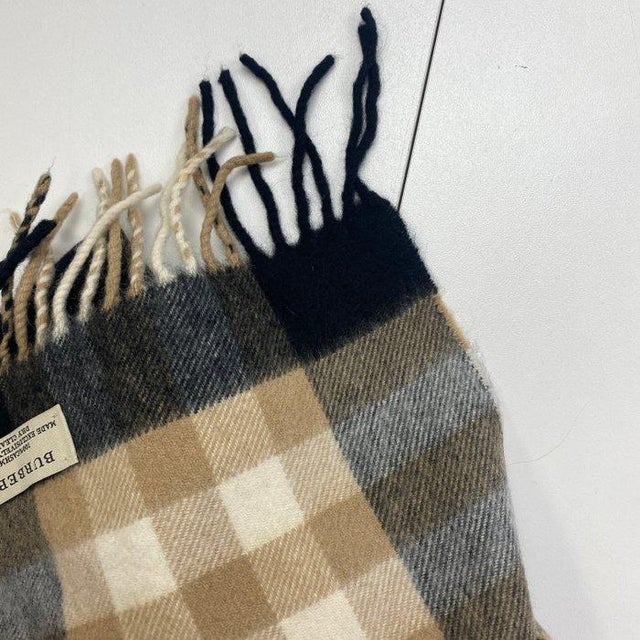 Early 21st Century Burberry Black Plaid 100% Cashmere Scarf For Sale - Image 5 of 8