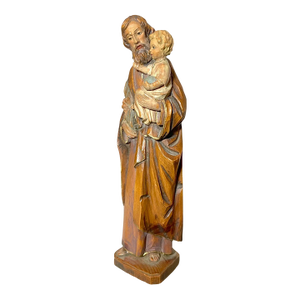 Vintage Hand Carved Painted Italian Wood Joseph Baby Jesus Sculpture Statue