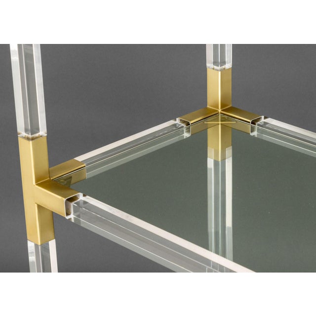 Late 20th Century Vintage Jonathan Adler Modern Lucite and Brass Etagere For Sale - Image 5 of 9