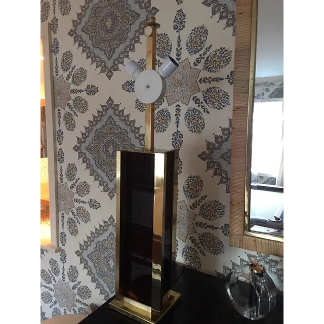 Mid-Century Modern Sciolari Brass and Faux Tortoise Large Table Lamp For Sale - Image 3 of 13