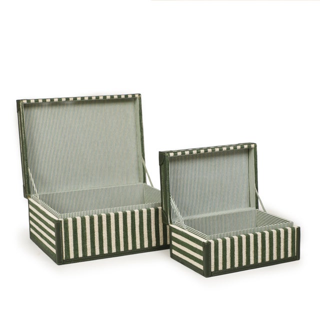 Kora Green Cotton Jute Jewelry Box Set For Sale - Image 4 of 8