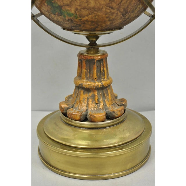 Vintage Italian Regency Style Brass & Wood Old World Globe Table Lamp by Hart For Sale In Philadelphia - Image 6 of 18