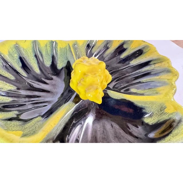 Black Yellow and Black Ceramic Catchall with 3 Compartments from Vallauris, 1970s For Sale - Image 8 of 17