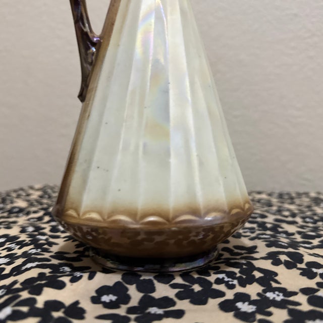 Brown Antique Czechoslovakian Porcelain Ewer Pitcher Vase For Sale - Image 8 of 9