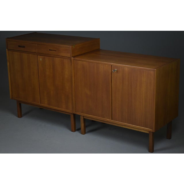 Wood Scandinavian Mid-Century Modern Modular Teak Sideboards with Cabinet, 1960s, Set of 3 For Sale - Image 7 of 14