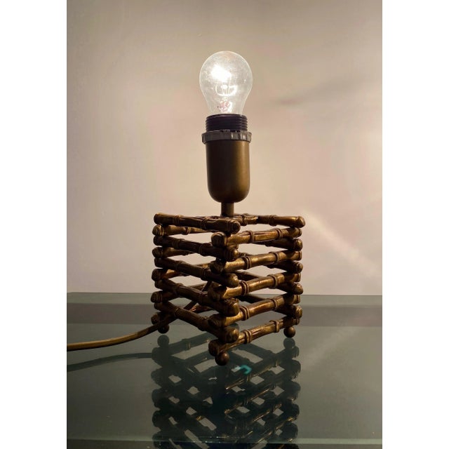 Faux Bamboo & Brass Table Lamp, Italy, 1960s For Sale - Image 9 of 12