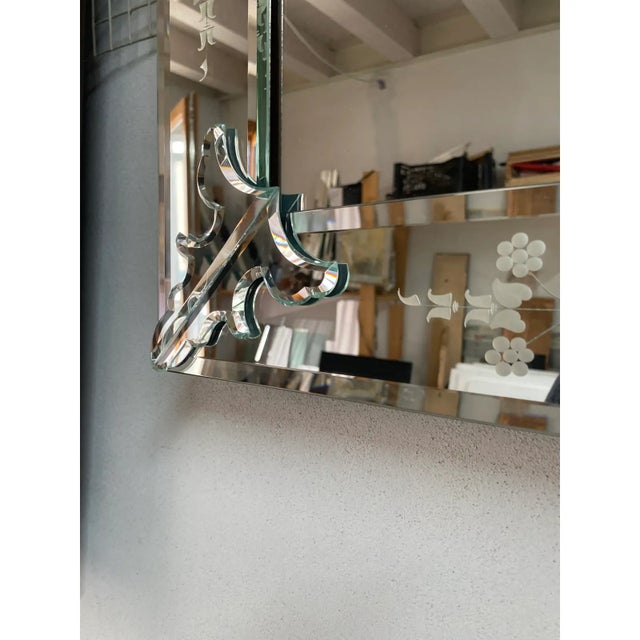2000 - 2009 Luxury Venetian Hand-Carved Rectangular Wall Mirror – Murano-Inspired Design For Sale - Image 5 of 7