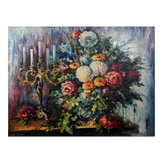 Flower Arrangement with Candelabra, Leonid Afremov, Painting For Sale