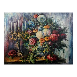 Flower Arrangement with Candelabra, Leonid Afremov, Painting