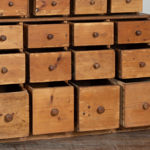 Wood 19th Century Large Pine Apothecary Display Cabinet With 57 Drawers For Sale - Image 7 of 11