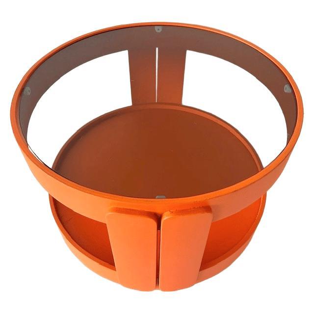 Wood Vintage Space Age Orange Side Table on Wheels, 1960s For Sale - Image 7 of 9