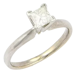 Egl 0.55ct Princess Cut Diamond F Si2 14k White Gold Engagement Ring, Size 5.5