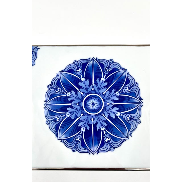 Ceramic Vintage Chinoiserie Blue and White Ceramic Tray Serving Platter Bombay Company For Sale - Image 7 of 11